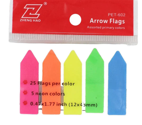 نشانه گذار (لیبل) چسب دار شفاف 5 رنگ مدل فلش" Sticky notes "Zheng Hao